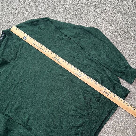 Brooks Brothers Men's Green L Extra Fine Italian Merino Wool V-Neck Sweater - Picture 5 of 5